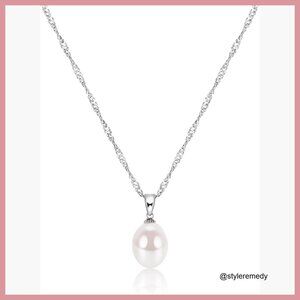 925 Sterling Silver Freshwater Cultured Pearl Necklace Dainty Pendant